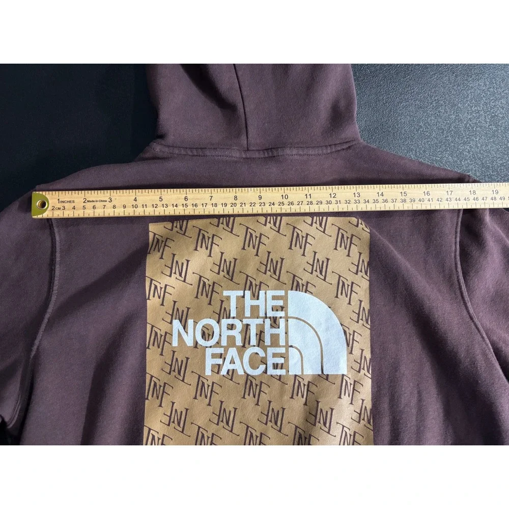 The North Face Mens Brown Never Stop Exploring Box Logo Hoodie Sweatshirt Medium